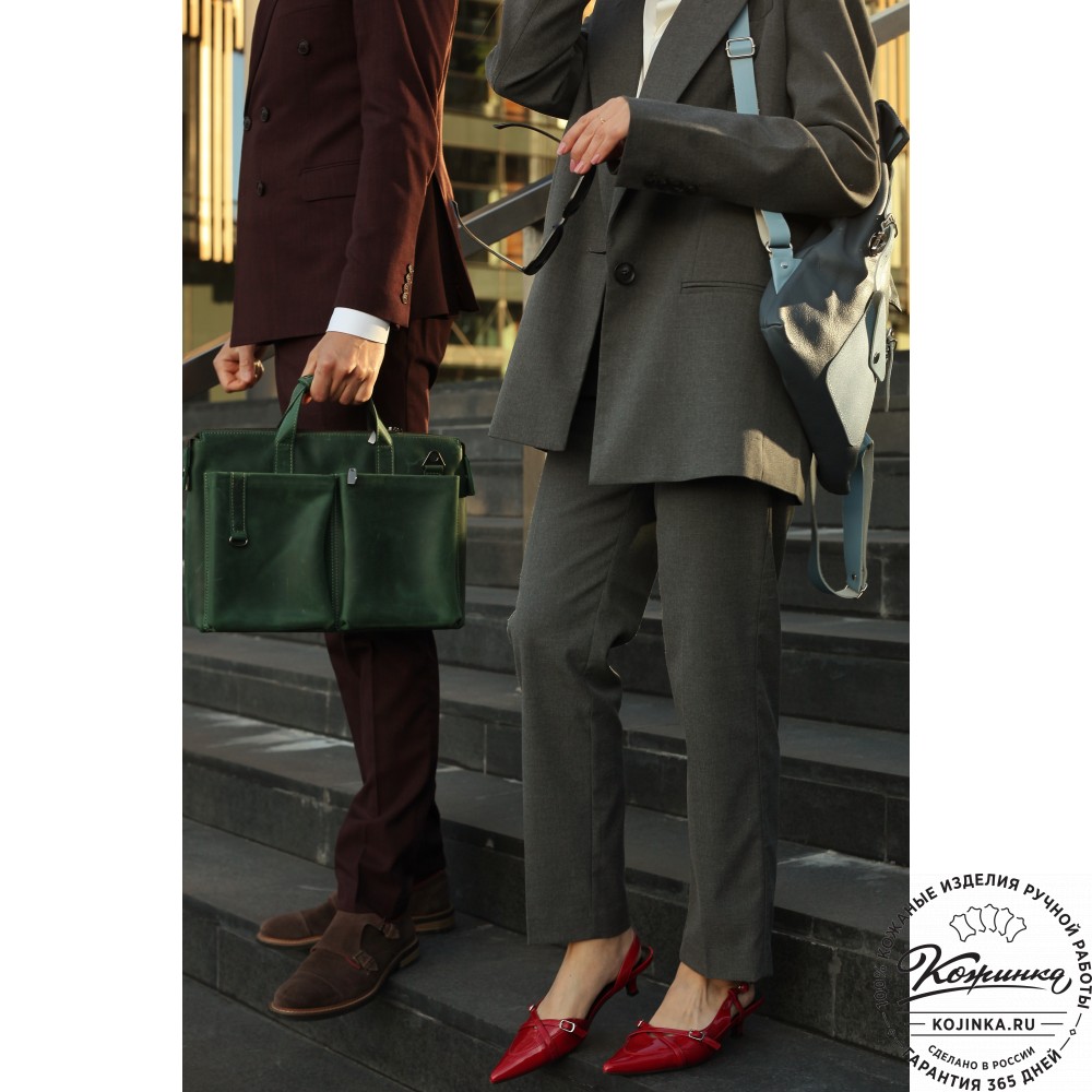  Кожаная деловая сумка "Стюарт" (изумруд)